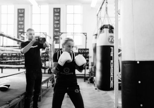 woman boxing in a gym